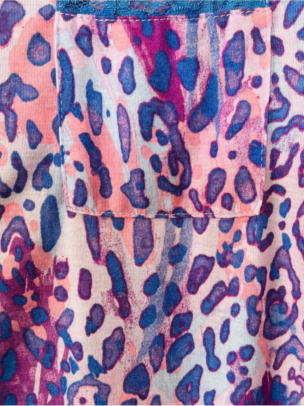 Women’s Rhonda Shear Purple/Blue Leopard Print Pajama Set Top and Pants Size M